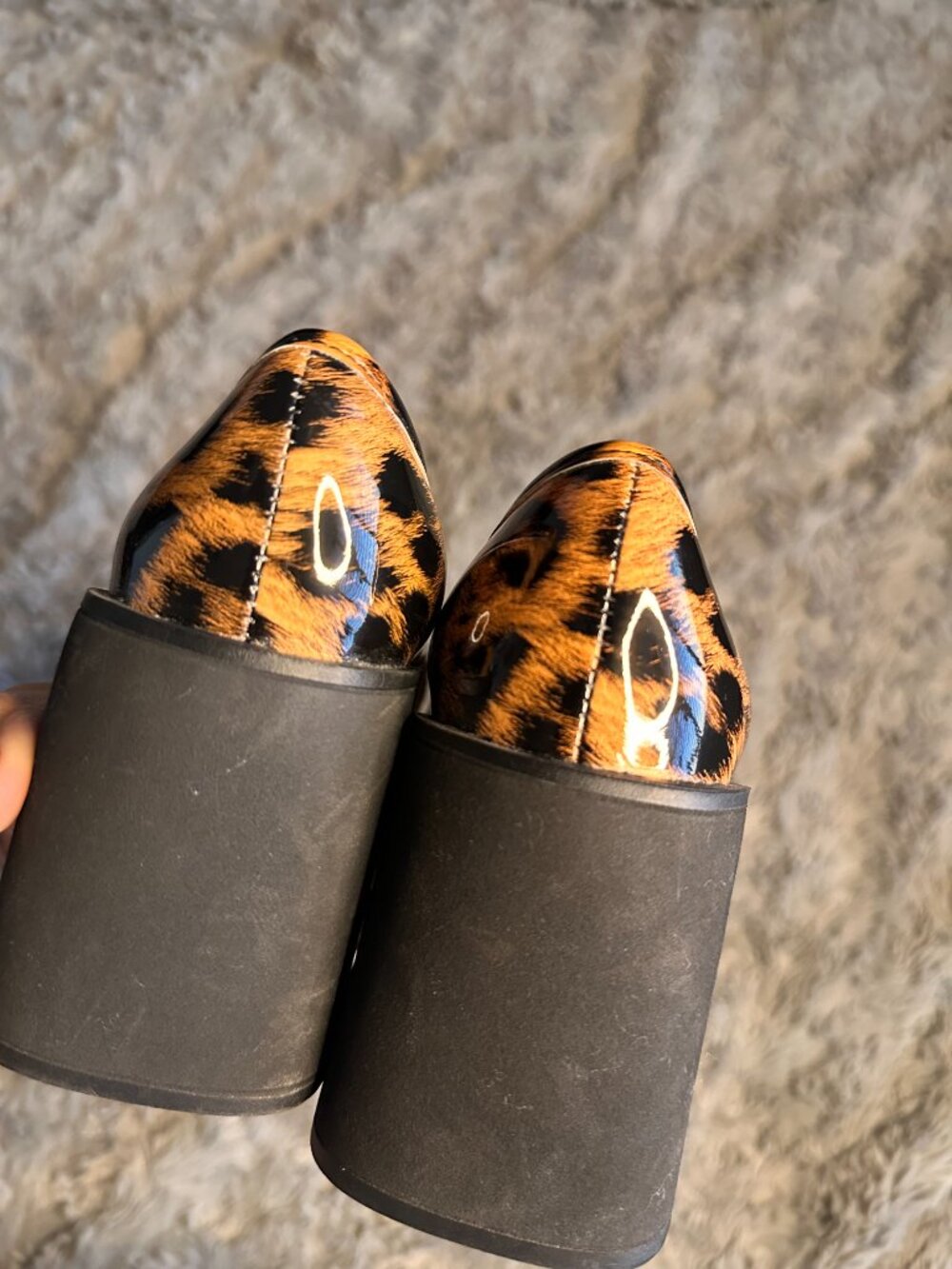 Leopard Patent Chunky Heeled Loafers - Picture 6 of 6